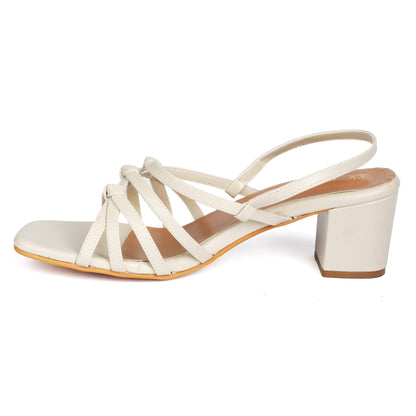 Cream Knot Heels by Ek Agga with heels, stylish at Kamakhyaa for sustainable fashion