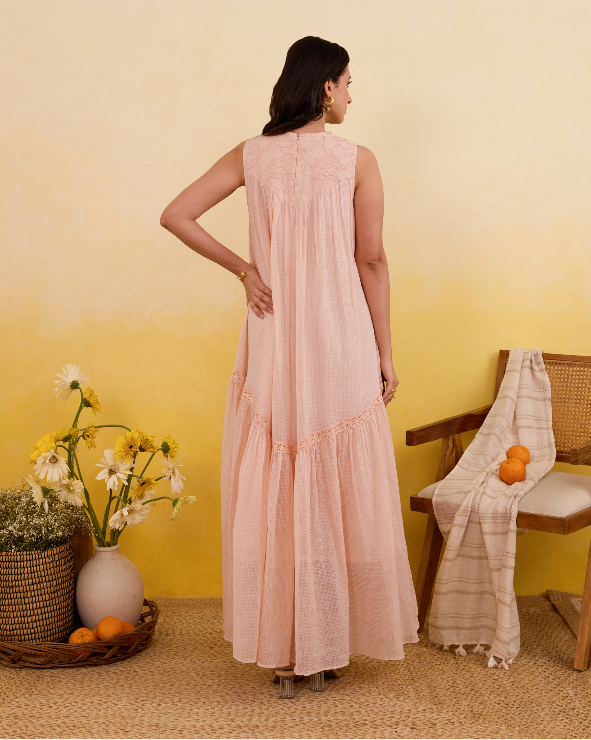Apricot Bloom Dress by Taro India with at Kamakhyaa for sustainable fashion