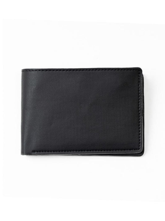 Black Solid Men Wallet by Green Hermitage with Apple Leather, Black, Casual Wear, Free Size, Hemp, Lyocell, Men Wallets, Recycled, Solids at Kamakhyaa for sustainable fashion
