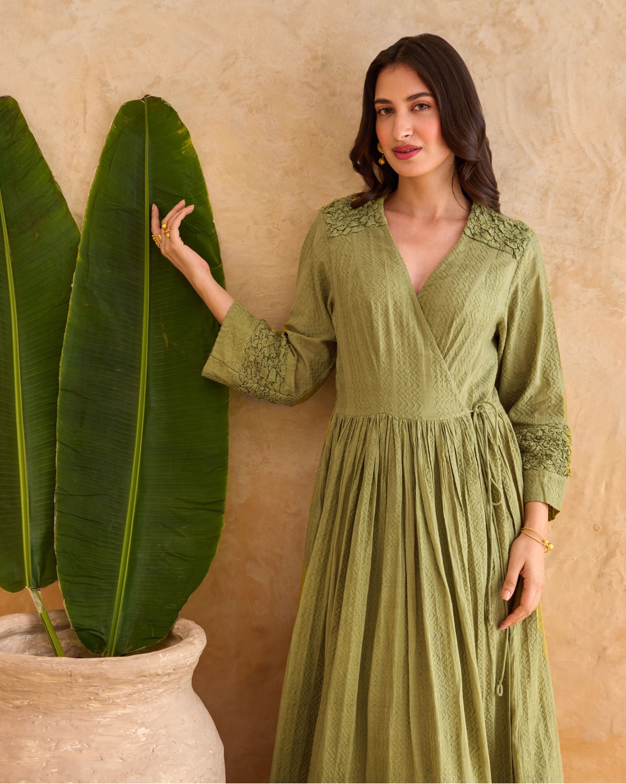 Olive Fern Dress by Taro India with at Kamakhyaa for sustainable fashion