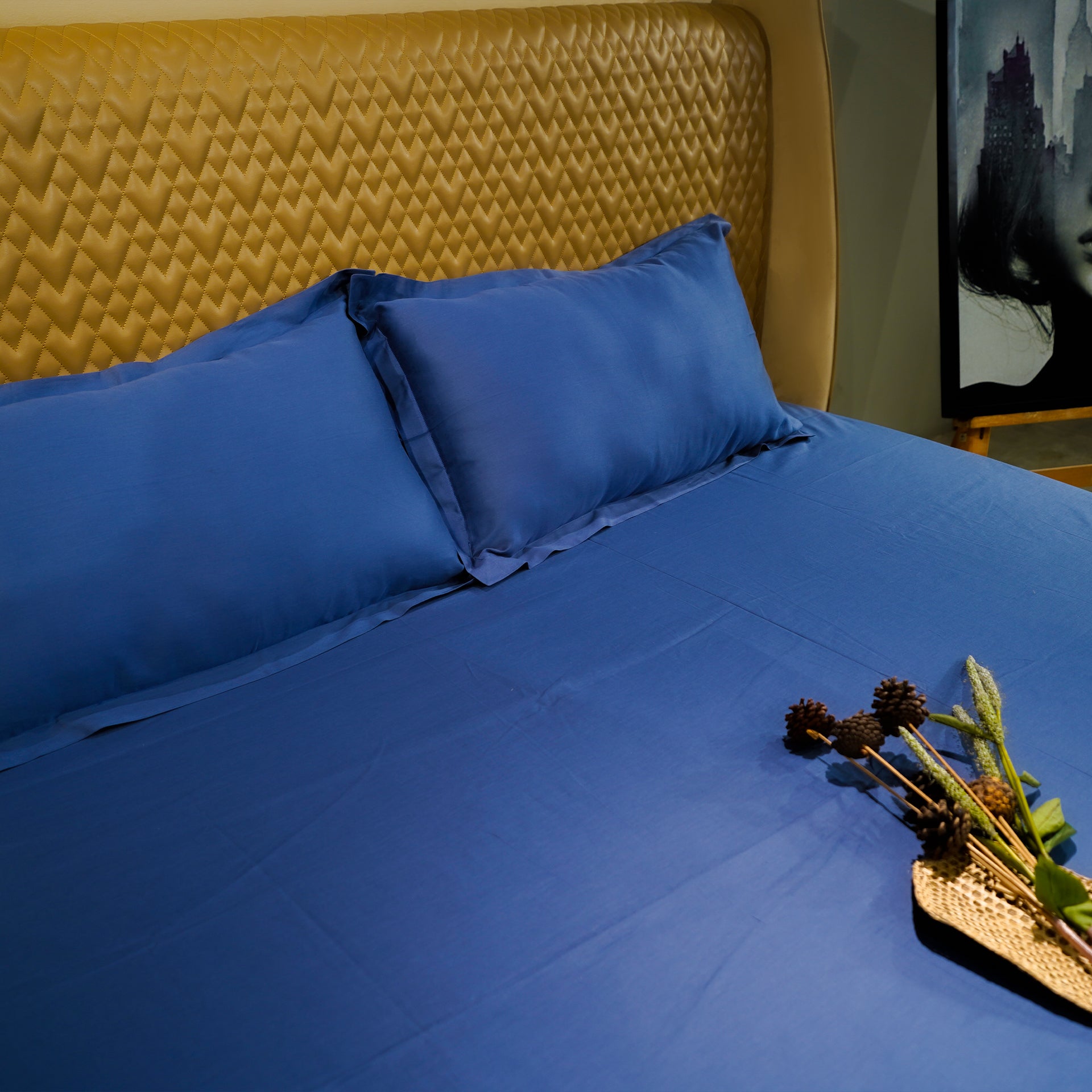 Blue Horizon 300 TC|400 TC|500 TC Flat Sheet Set by Aetherea with Plain Bedsheets at Kamakhyaa for sustainable fashion