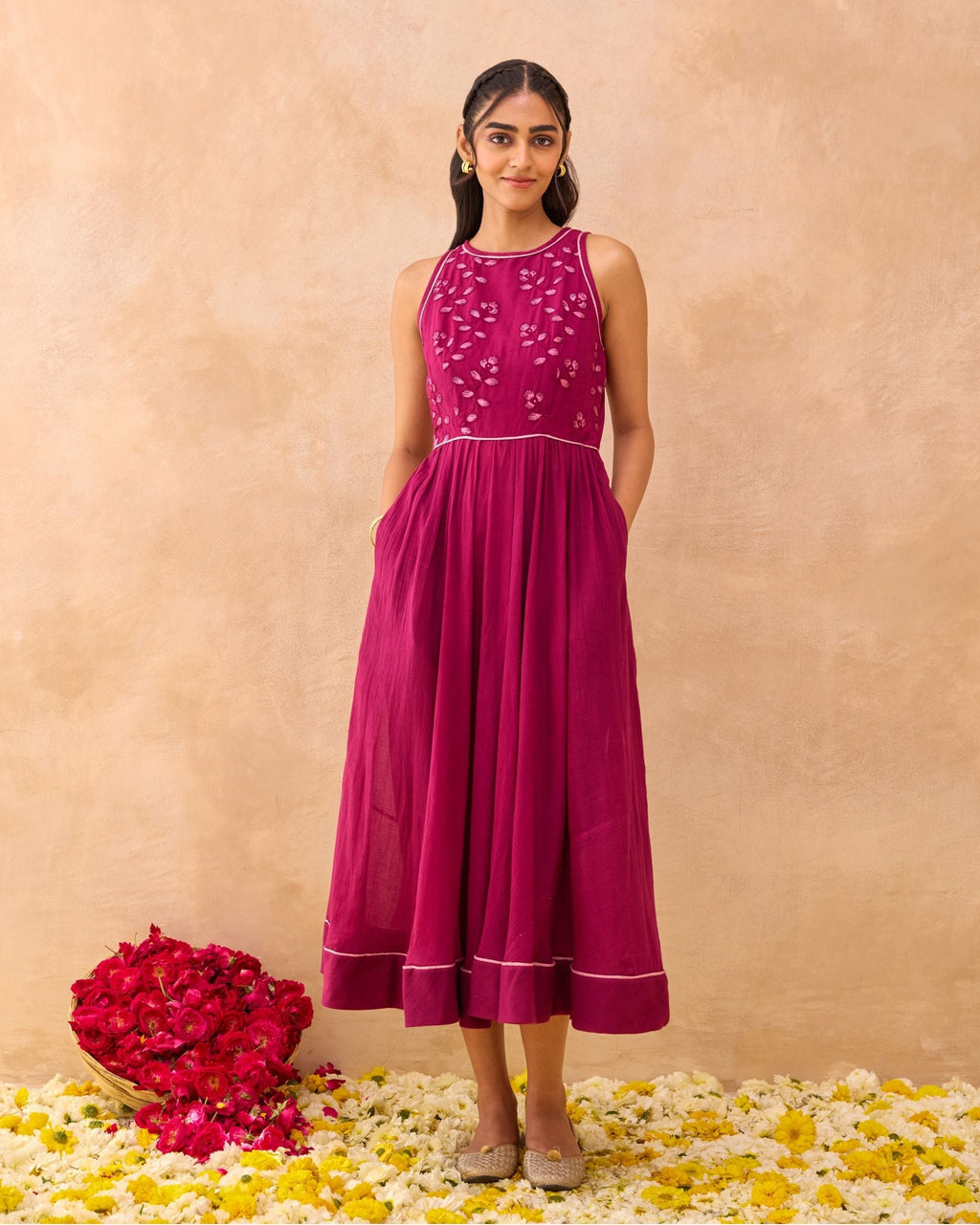 Magenta Meadow Dress by Taro India with at Kamakhyaa for sustainable fashion