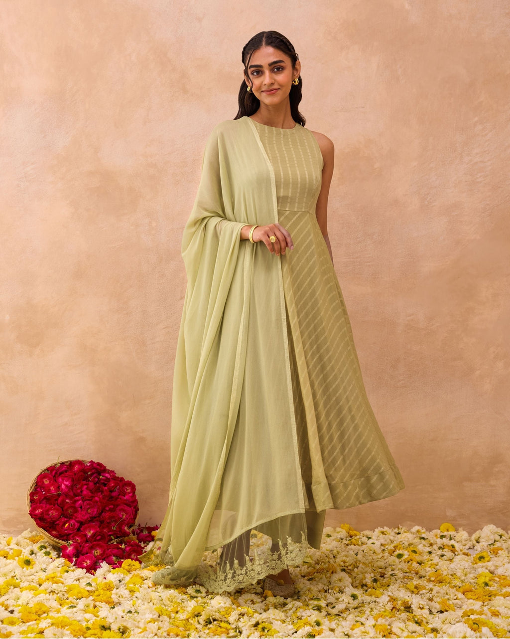 Olive Mist Kurta Set by Taro India with at Kamakhyaa for sustainable fashion