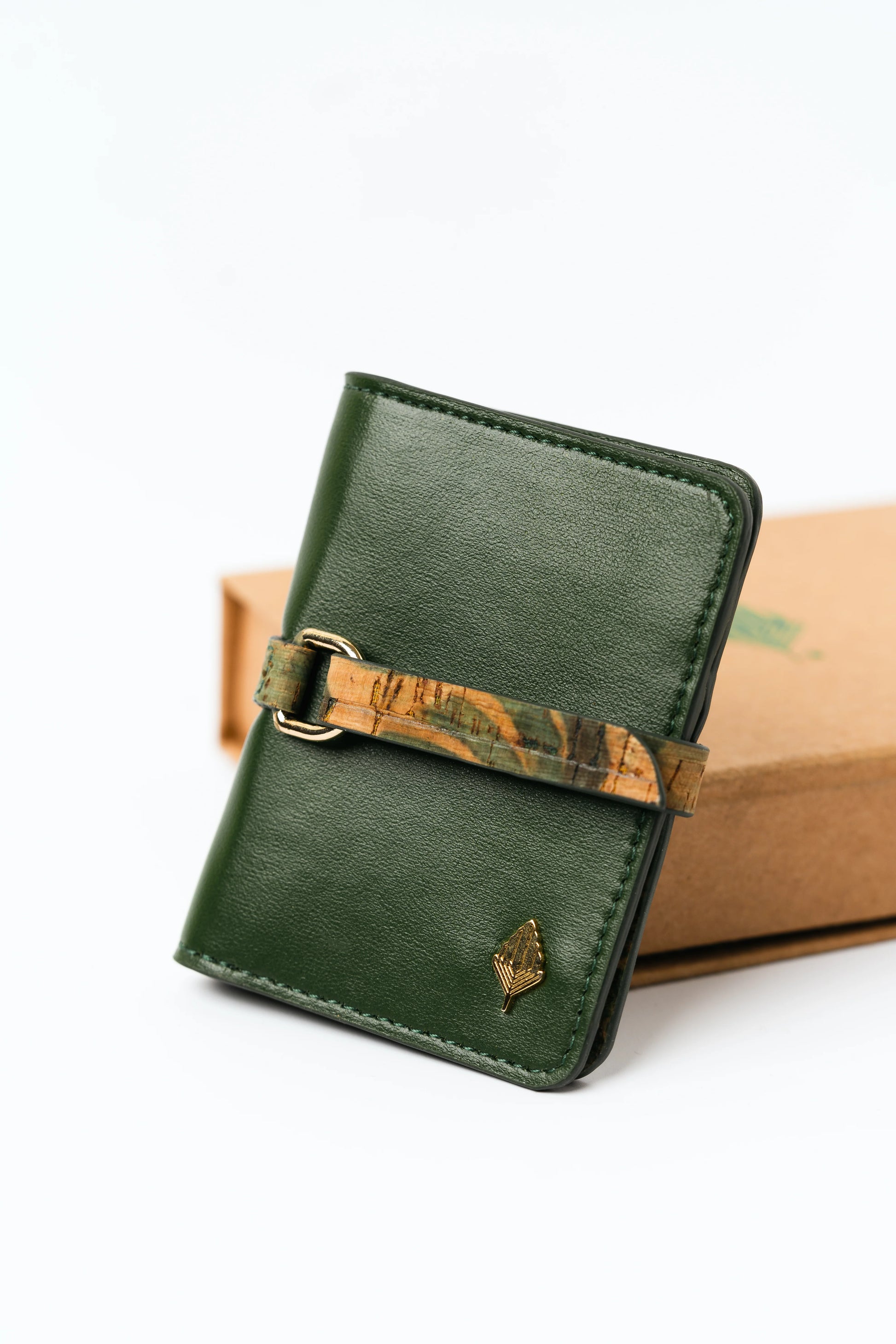 Green Solid Cardholder by Green Hermitage with Cactus Leather, Cardholders, Free Size, Green, Hemp, Lyocell, Office Wear, Recycled, Solids at Kamakhyaa for sustainable fashion