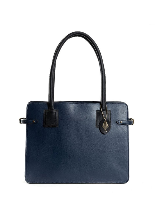 Blue Solid Tote Bag by Green Hermitage with Apple Leather, Blue, Evening Wear, Free Size, Hemp, Lyocell, Recycled, Solids, Tote Bags at Kamakhyaa for sustainable fashion