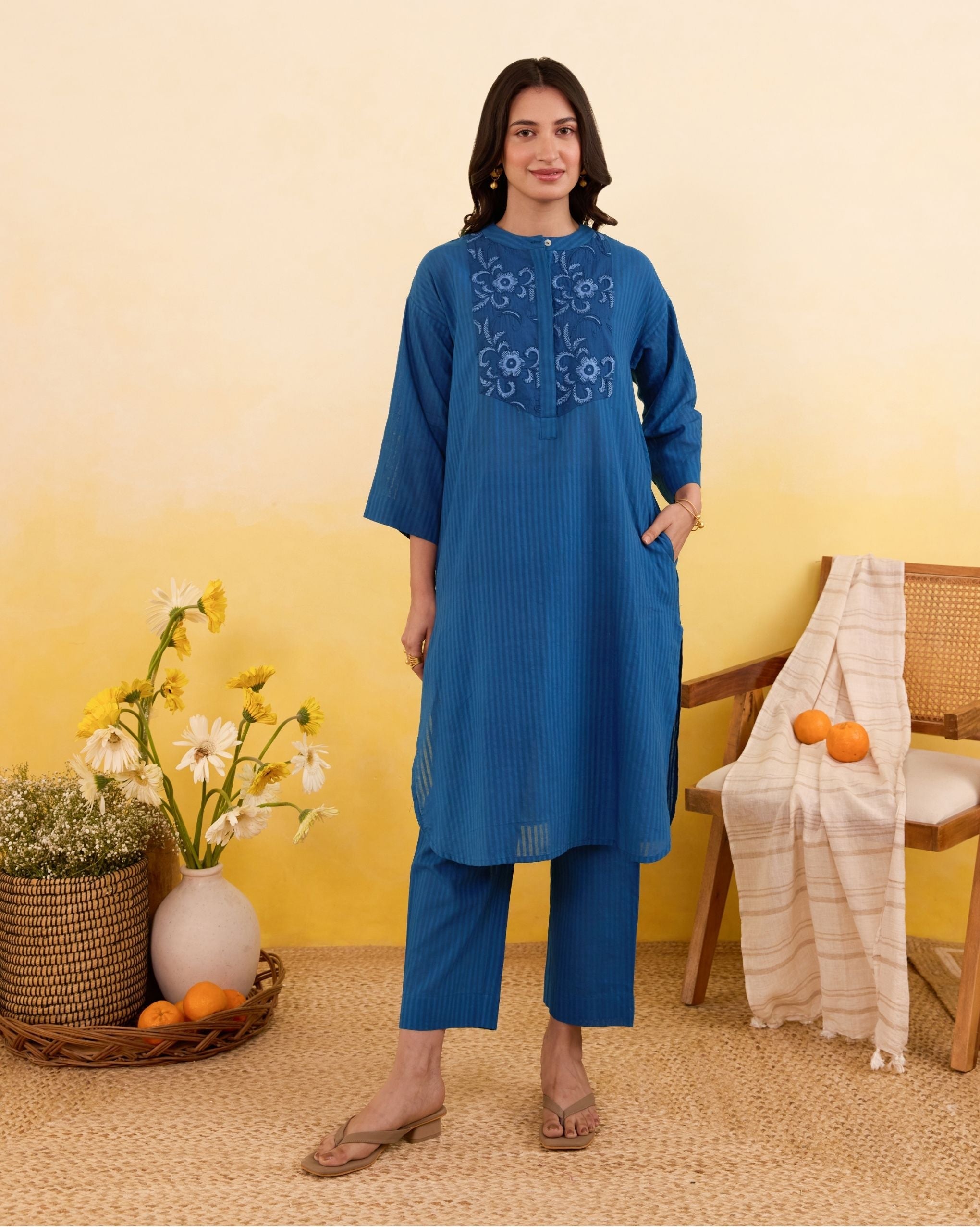 Blueberry Bloom Co-ord by Taro India with at Kamakhyaa for sustainable fashion