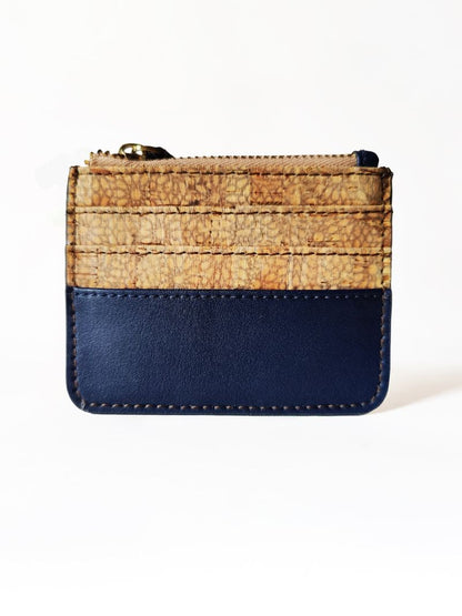 Blue Casual Wear Cardholder by Green Hermitage with Apple Leather, Blue, Cardholders, Casual Wear, Cork, Free Size, Hemp, Lyocell, Recycled, Textured at Kamakhyaa for sustainable fashion