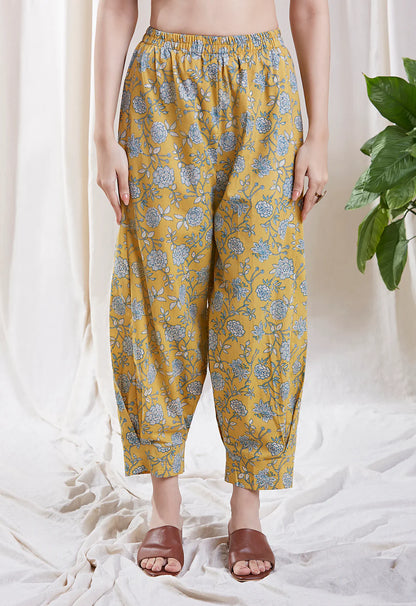 Aria Yellow Co-Ord Set by Hasttvam with CottonFloralFusionYellowHandmade by artisans, Natural dyes, Respondible production and Vegan at Kamakhyaa for sustainable fashion