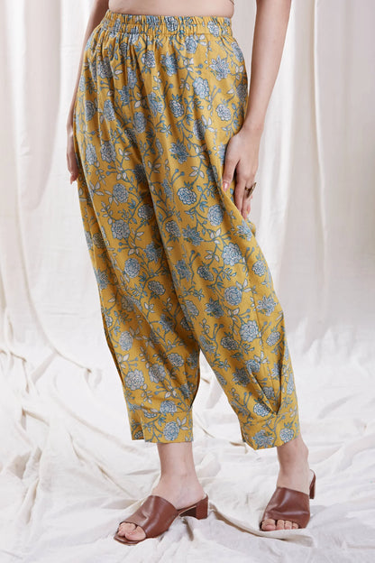 Aria Yellow Co-Ord Set by Hasttvam with CottonFloralFusionYellowHandmade by artisans, Natural dyes, Respondible production and Vegan at Kamakhyaa for sustainable fashion