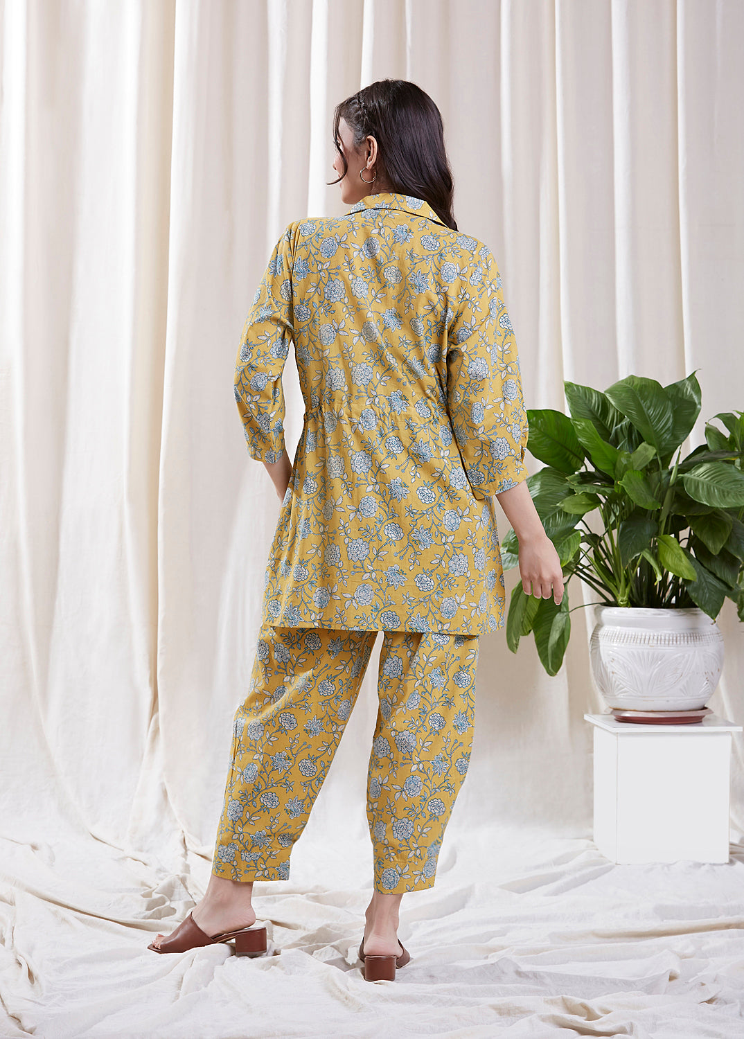 Aria Yellow Co-ord set by My Store with Co-ord set, Festive wear, Floral Kurta set at Kamakhyaa for sustainable fashion