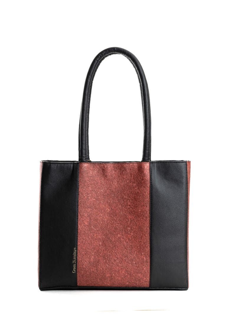 Black Evening Wear Tote Bag by Green Hermitage with Back, Coconut Leather, Evening Wear, Free Size, Hemp, Lyocell, Recycled, Solids, Tote Bags at Kamakhyaa for sustainable fashion