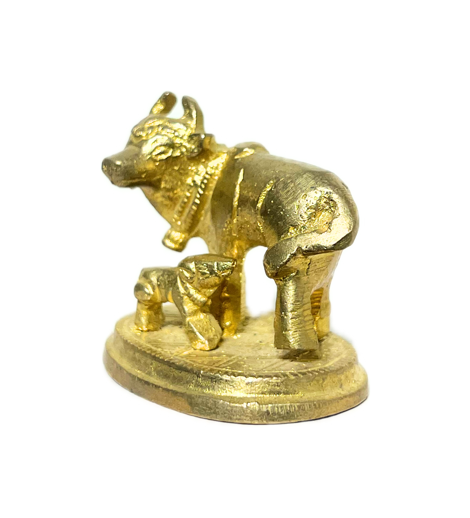 Brass Kamdhenu Cow with Calf Idol – 100% Pure Brass by Aetherea World with God at Kamakhyaa for sustainable fashion