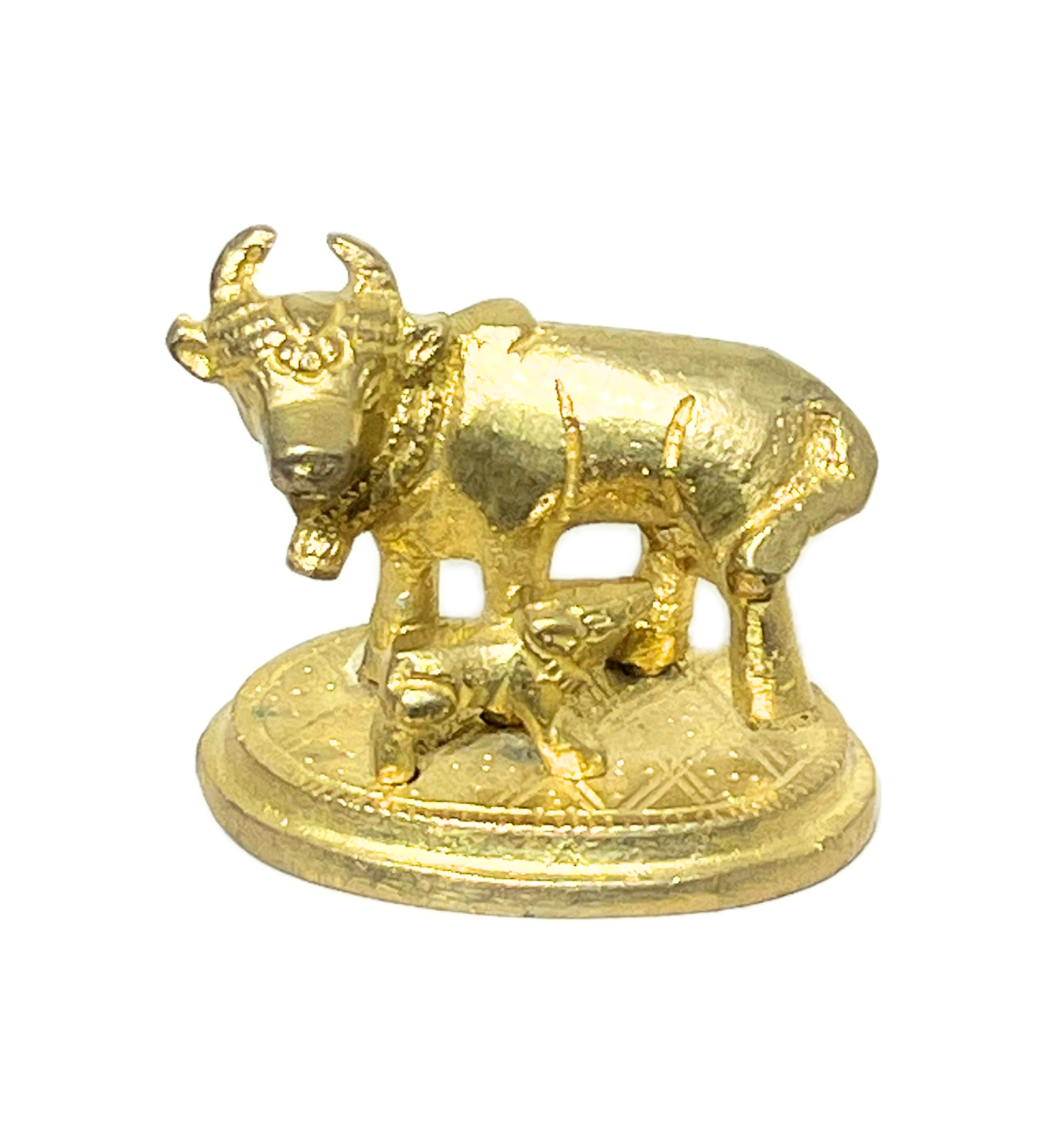Brass Kamdhenu Cow with Calf Idol – 100% Pure Brass by Aetherea World with God at Kamakhyaa for sustainable fashion