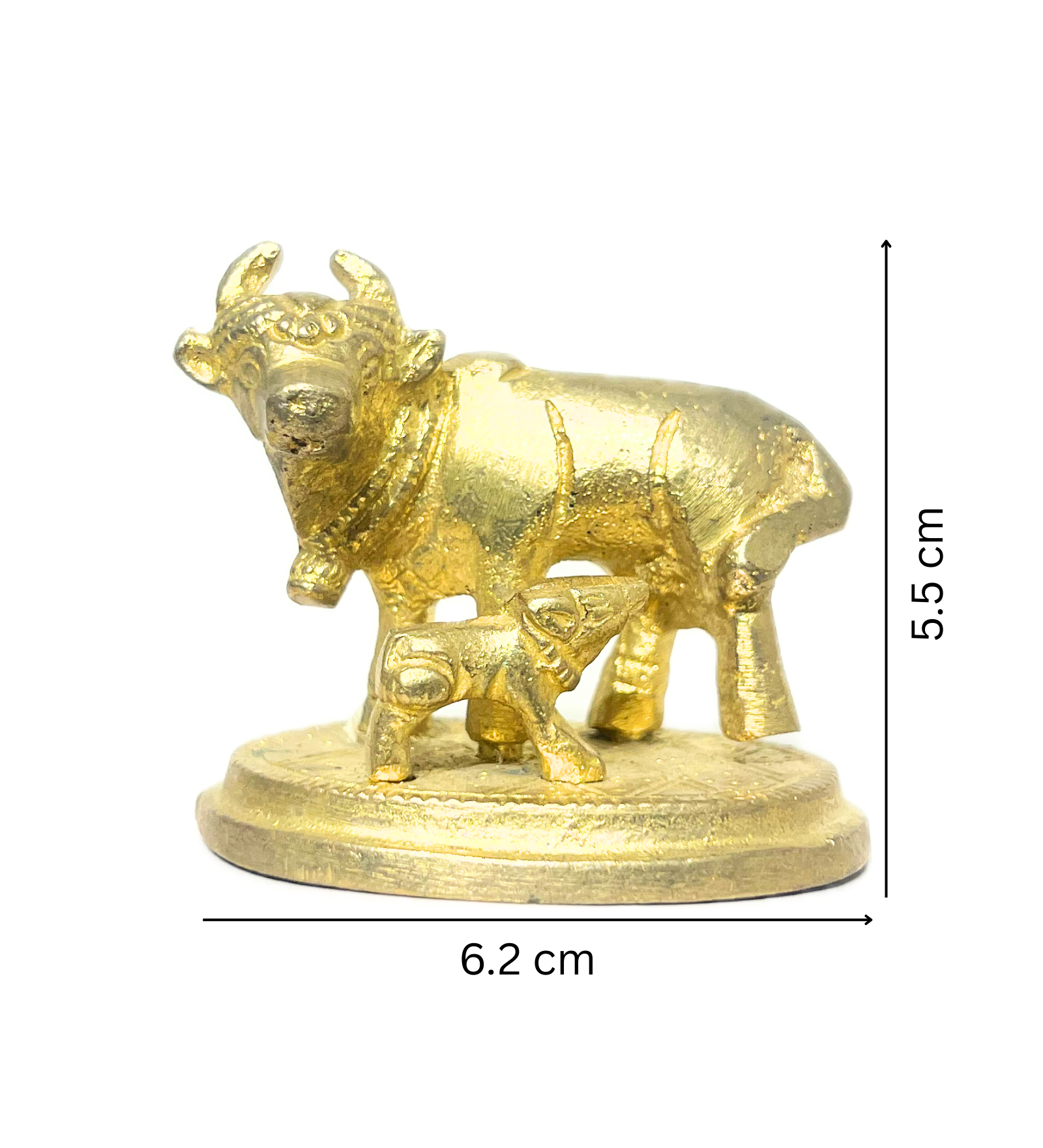 Brass Kamdhenu Cow with Calf Idol – 100% Pure Brass by Aetherea World with God at Kamakhyaa for sustainable fashion