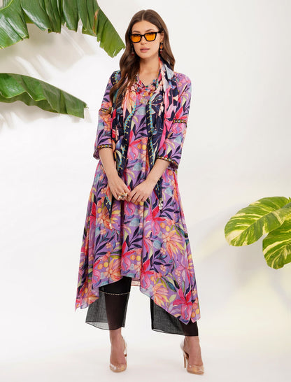 TROPICAL FLOWER PRINTED TUNIC SET by devyanimehrotra.com with at Kamakhyaa for sustainable fashion