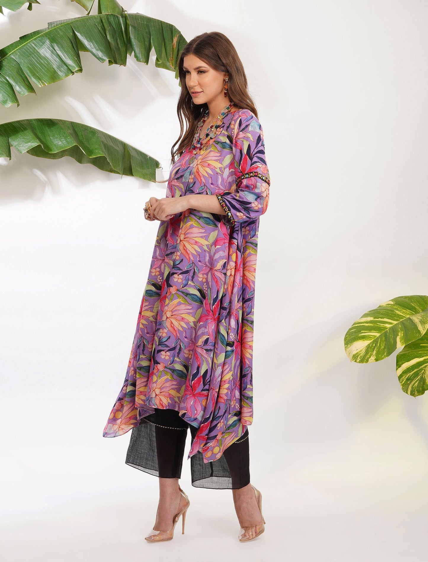 TROPICAL FLOWER PRINTED TUNIC SET by devyanimehrotra.com with at Kamakhyaa for sustainable fashion