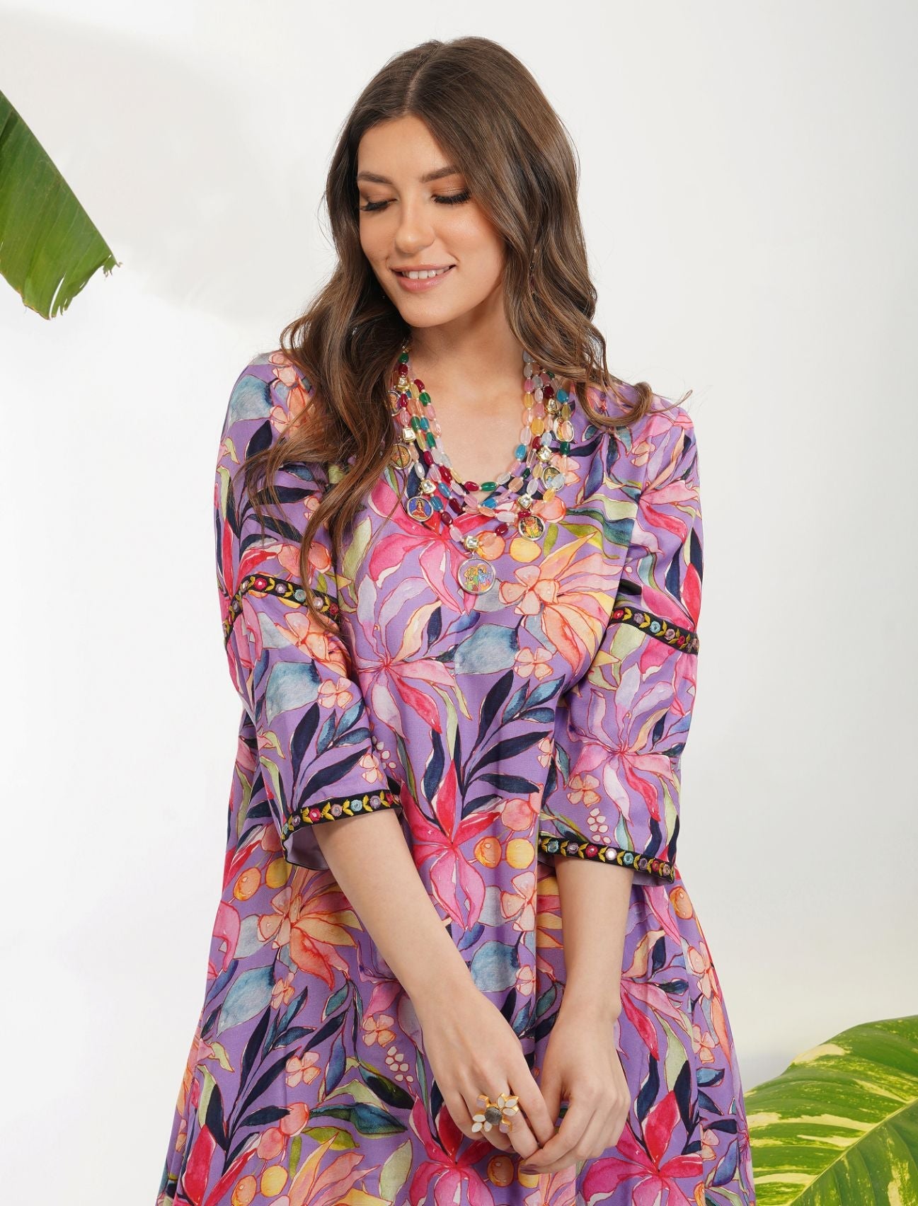 TROPICAL FLOWER PRINTED TUNIC SET by devyanimehrotra.com with at Kamakhyaa for sustainable fashion