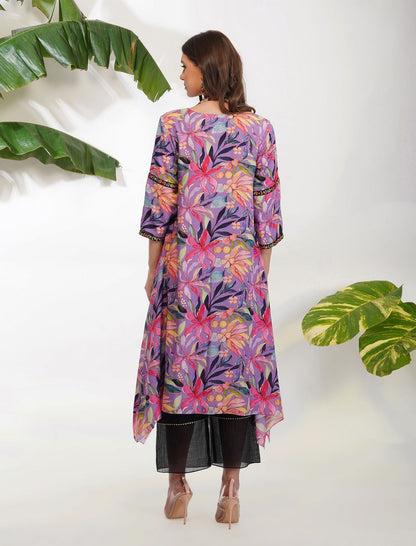 TROPICAL FLOWER PRINTED TUNIC SET by devyanimehrotra.com with at Kamakhyaa for sustainable fashion