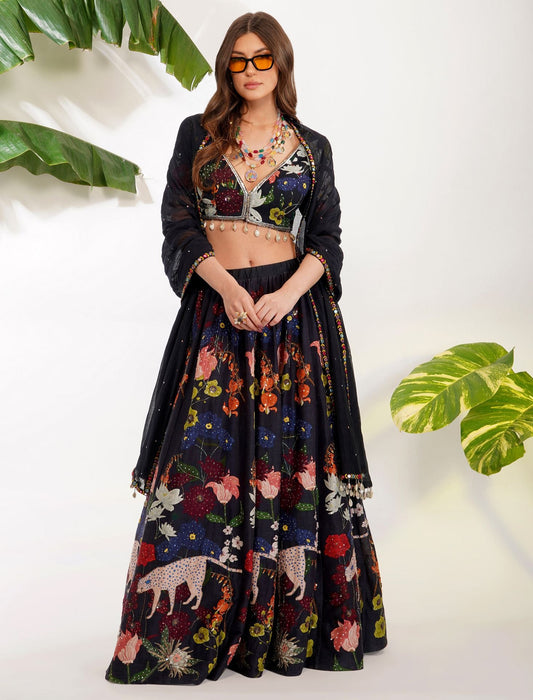 FLORA FAUNA LEHENGA SET by devyanimehrotra.com with at Kamakhyaa for sustainable fashion