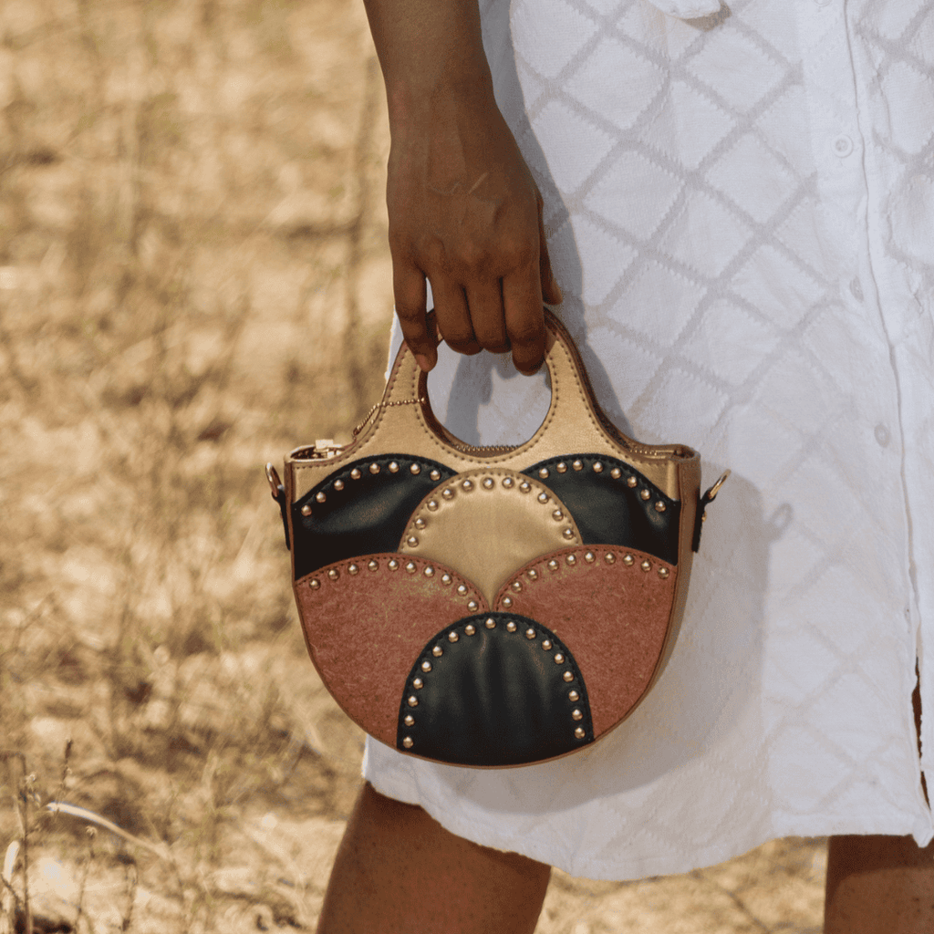 Savannah Vegan Leather Sling - Gold by Green Hermitage with SS25 at Kamakhyaa for sustainable fashion