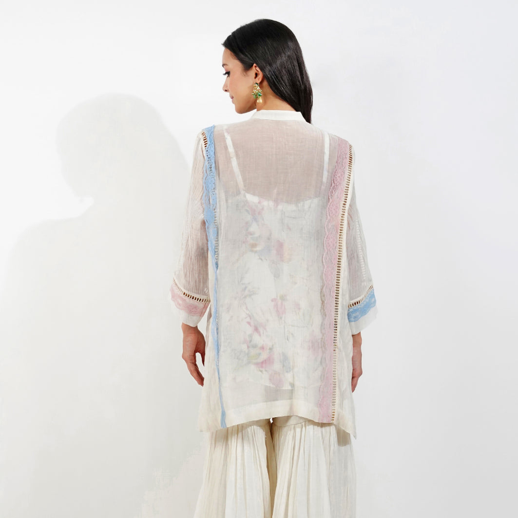 Shabby Chic Boxy Top by devyanimehrotra.com with draped tops, sequin tops, TOP at Kamakhyaa for sustainable fashion