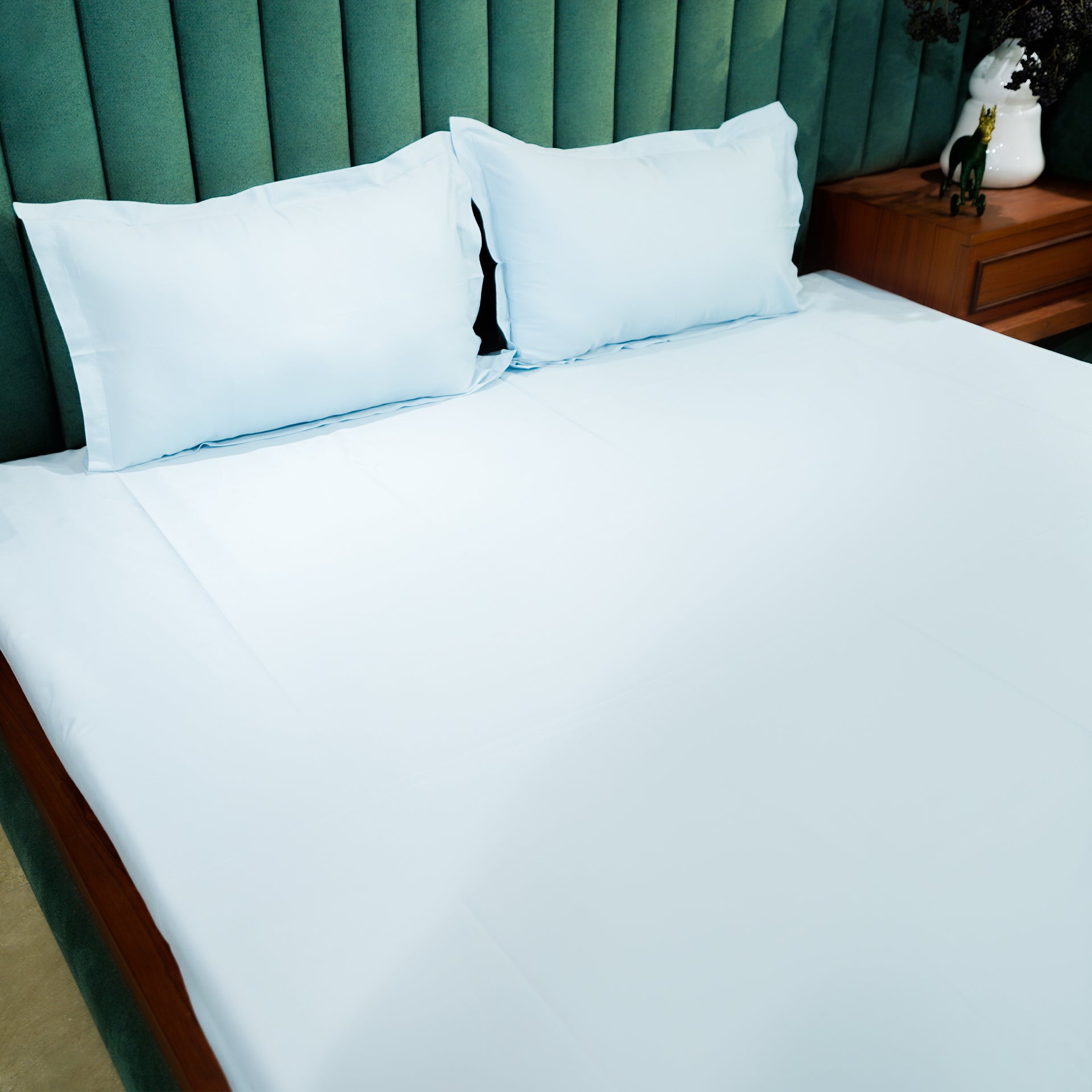 Baby Blue Breeze 300 TC|400 TC|500 TC Flat Sheet Set by Kamakhyaa with Plain Bedsheets at Kamakhyaa for sustainable fashion