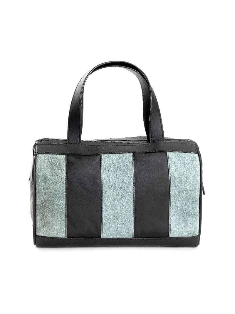 Casual Wear Duffle Bag by Green Hermitage with Apple Leather, Black, Casual Wear, Coconut Leather, Duffle Bags, Free Size, Hemp, Lyocell, Recycled, Striped at Kamakhyaa for sustainable fashion