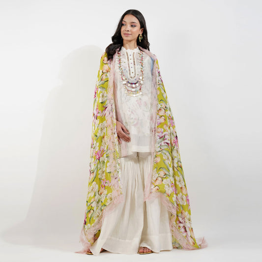 Shabby Chic Floral Garara Set by devyanimehrotra.com with GARARA SET, GARARA SUIT, PRINTED GARARA at Kamakhyaa for sustainable fashion