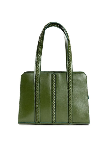 Green Office Wear Shoulder Bag by Green Hermitage with Cactus Leather, Free Size, Green, Hemp, Lyocell, Recycled, Shoulder Bags, Solids at Kamakhyaa for sustainable fashion