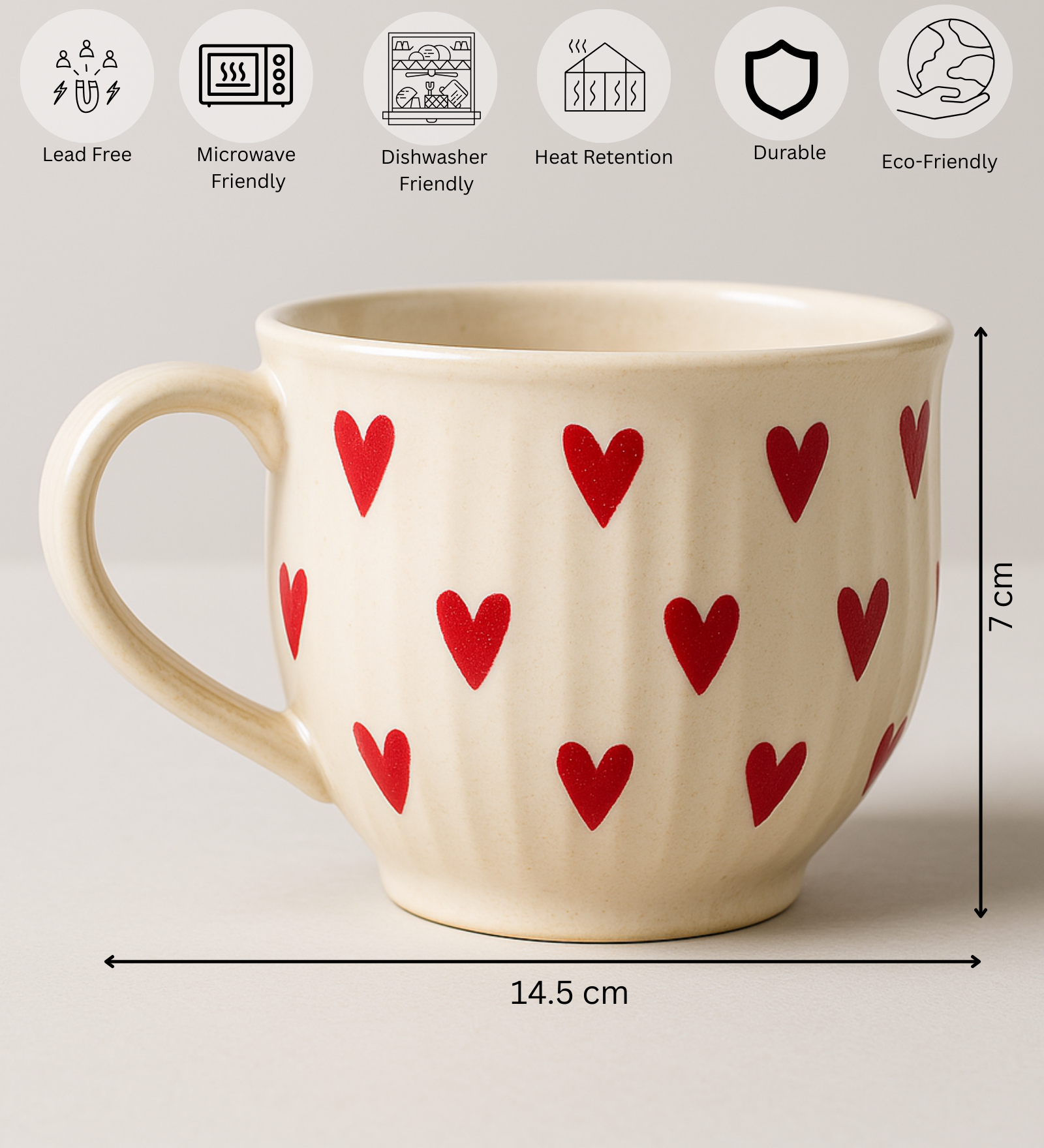 Heartfully Yours – Hand-Painted Ceramic Mug by Aetherea World with at Kamakhyaa for sustainable fashion