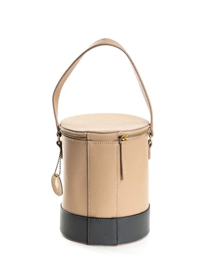 Beige Solid Bucket Bag by Green Hermitage with Apple Leather, Beige, Bucket Bags, Casual Wear, Free Size, Hemp, Lyocell, Recycled, Solids at Kamakhyaa for sustainable fashion