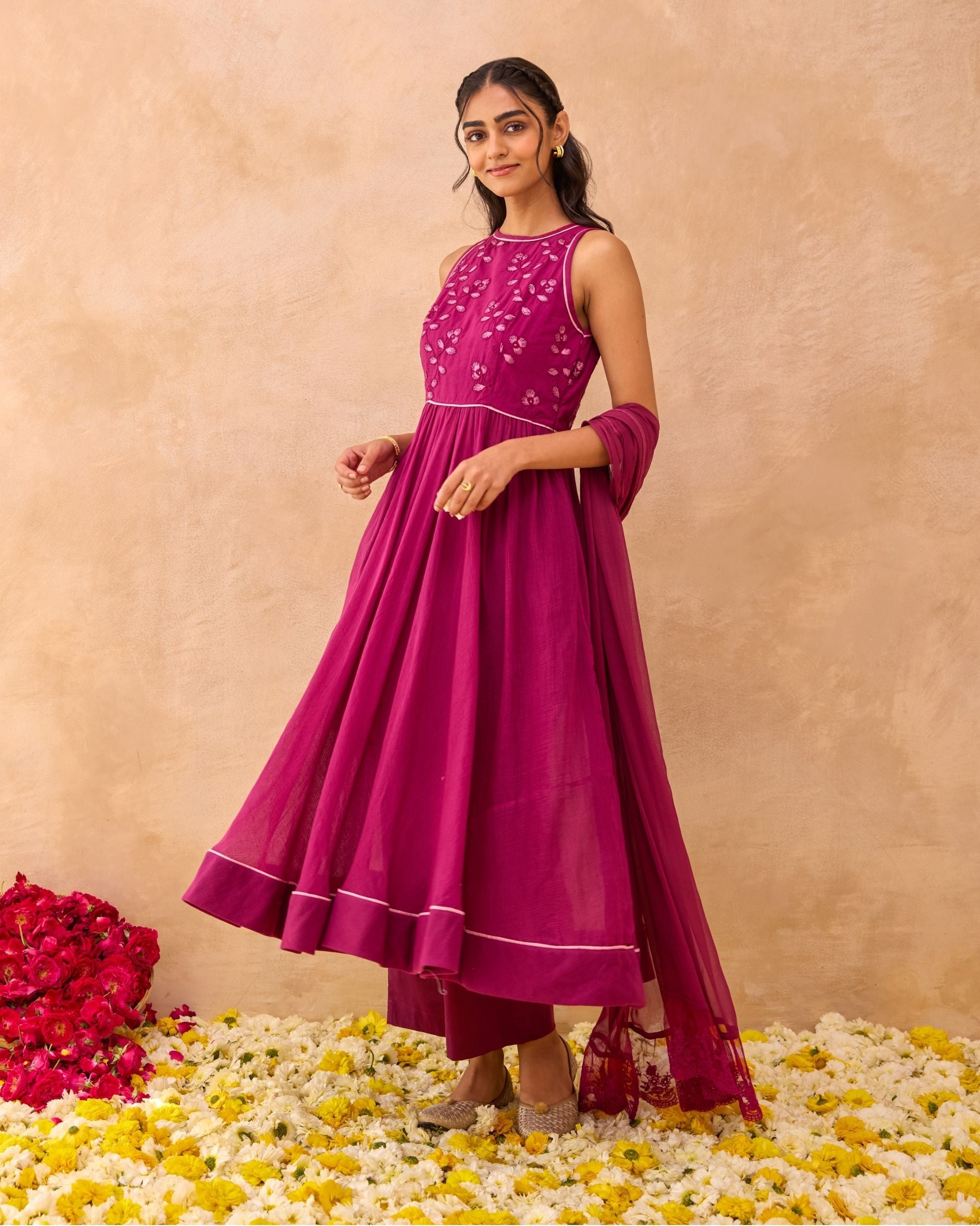Berry Bash Kurta Set by Taro India with at Kamakhyaa for sustainable fashion