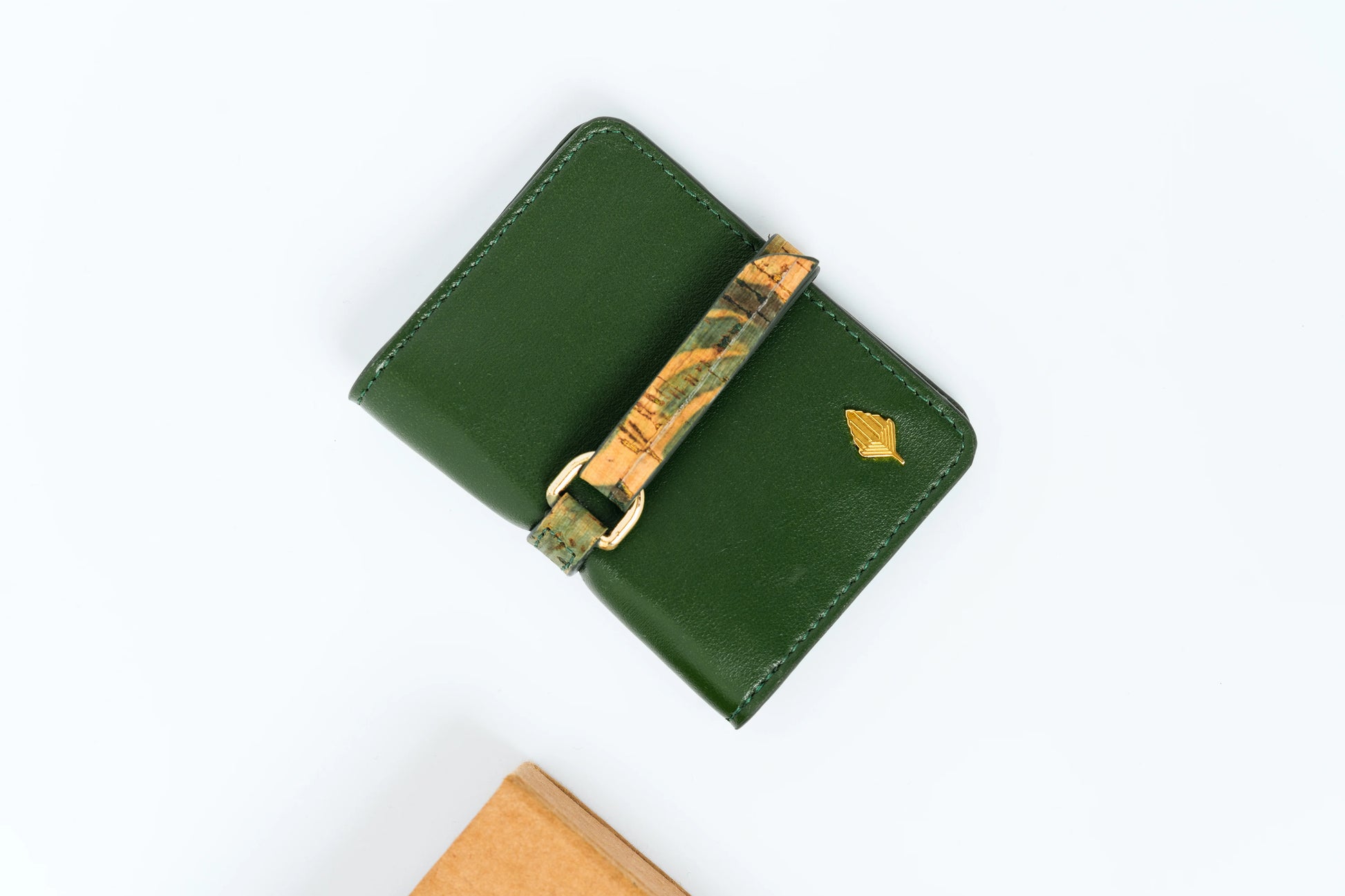 Green Solid Cardholder by Green Hermitage with Cactus Leather, Cardholders, Free Size, Green, Hemp, Lyocell, Office Wear, Recycled, Solids at Kamakhyaa for sustainable fashion