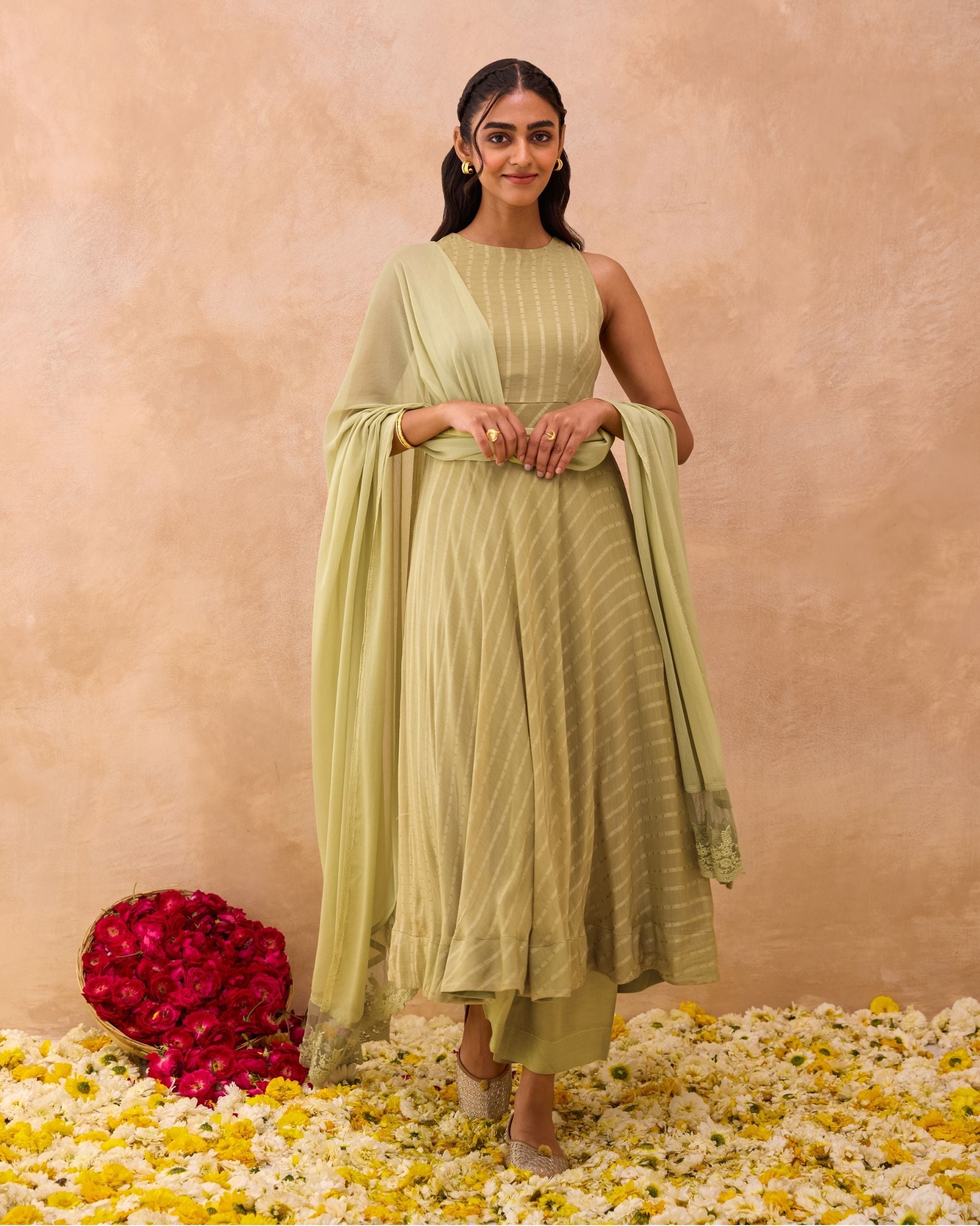 Olive Mist Kurta Set by Taro India with at Kamakhyaa for sustainable fashion