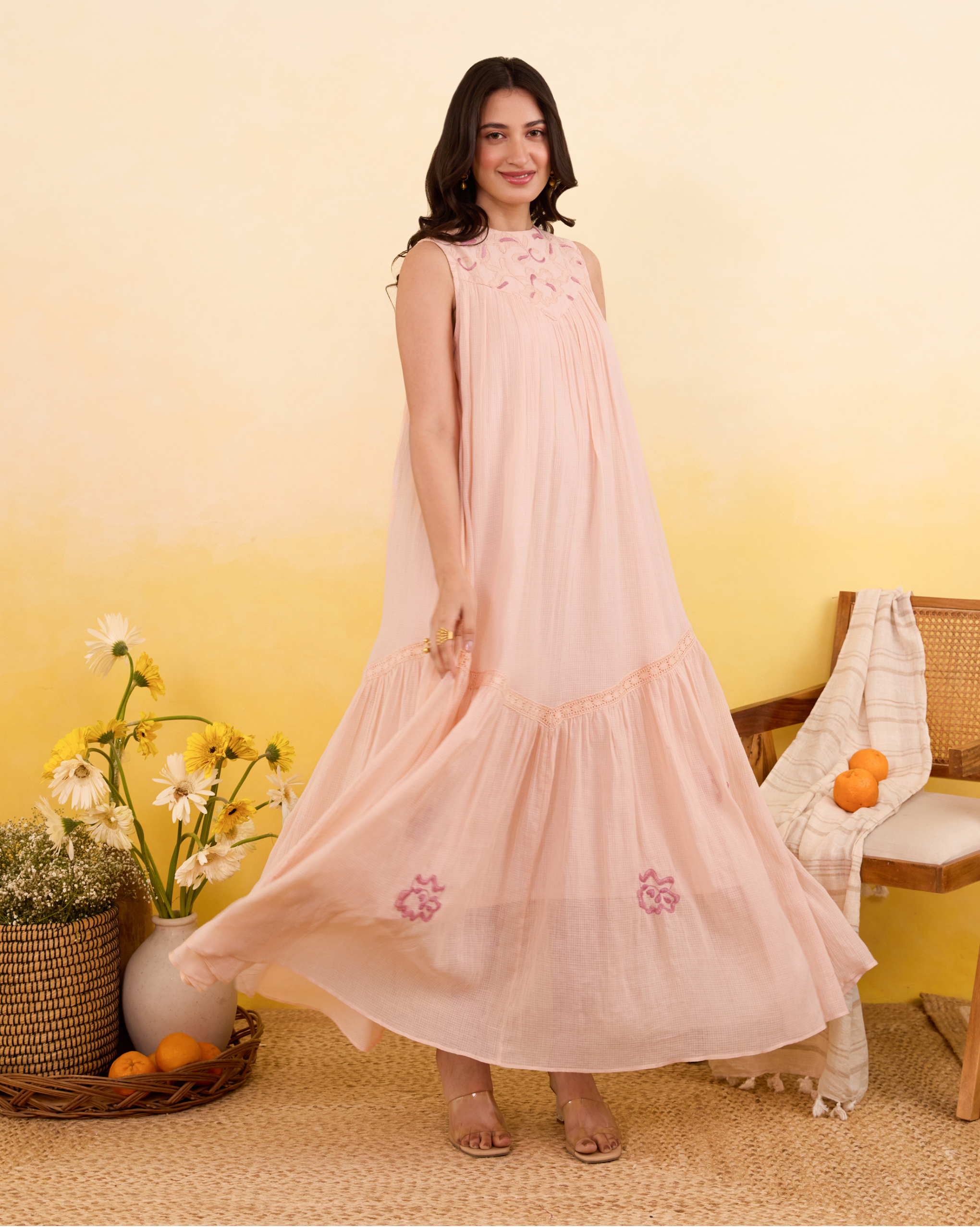 Apricot Bloom Dress by Taro India with at Kamakhyaa for sustainable fashion