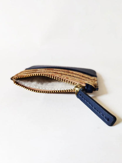 Blue Casual Wear Cardholder by Green Hermitage with Apple Leather, Blue, Cardholders, Casual Wear, Cork, Free Size, Hemp, Lyocell, Recycled, Textured at Kamakhyaa for sustainable fashion