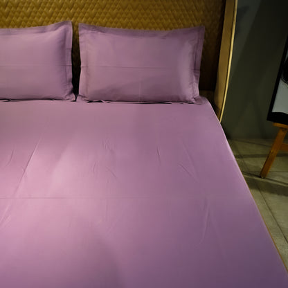 Lavender Luxury 300 TC|400 TC|500 TC Flat Sheet Set by Aetherea with Plain Bedsheets at Kamakhyaa for sustainable fashion