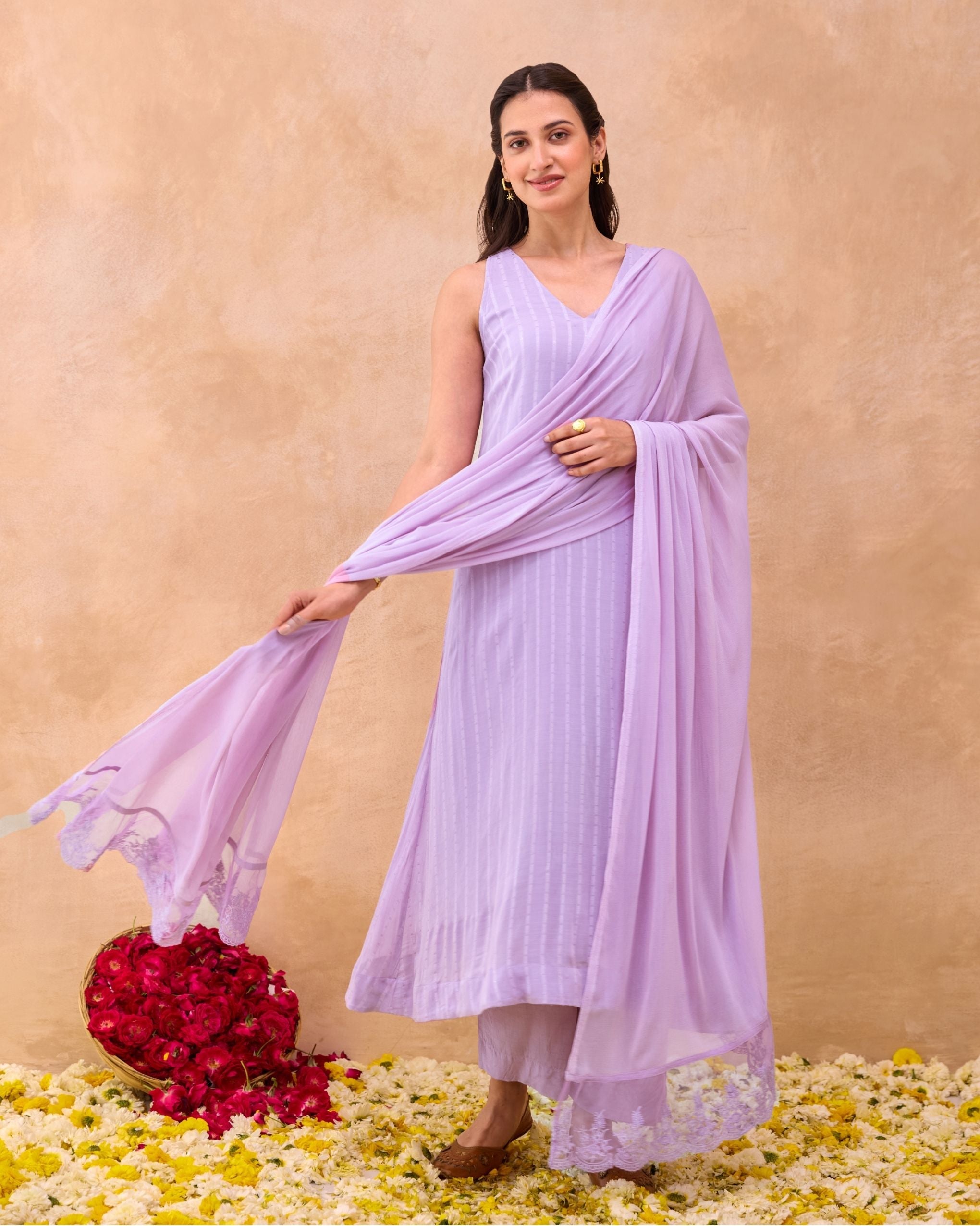 Lavender Grace Kurta Set by Taro India with at Kamakhyaa for sustainable fashion