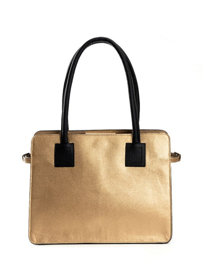 Gold Solid Tote Bag by Green Hermitage with Cactus Leather, Evening Wear, Free Size, Gold, Hemp, Lyocell, Recycled, Solids, Tote Bags at Kamakhyaa for sustainable fashion