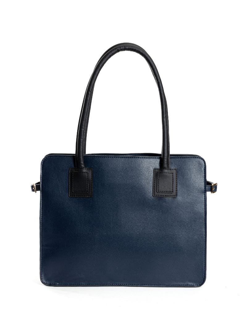 Blue Solid Tote Bag by Green Hermitage with Apple Leather, Blue, Evening Wear, Free Size, Hemp, Lyocell, Recycled, Solids, Tote Bags at Kamakhyaa for sustainable fashion