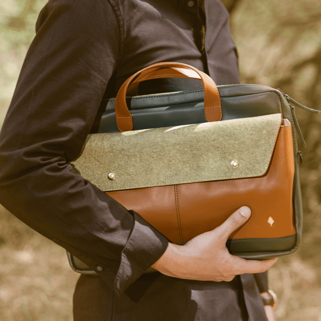 Willow Vegan Leather Laptop Sleeve - Tan by Green Hermitage with SS25 at Kamakhyaa for sustainable fashion