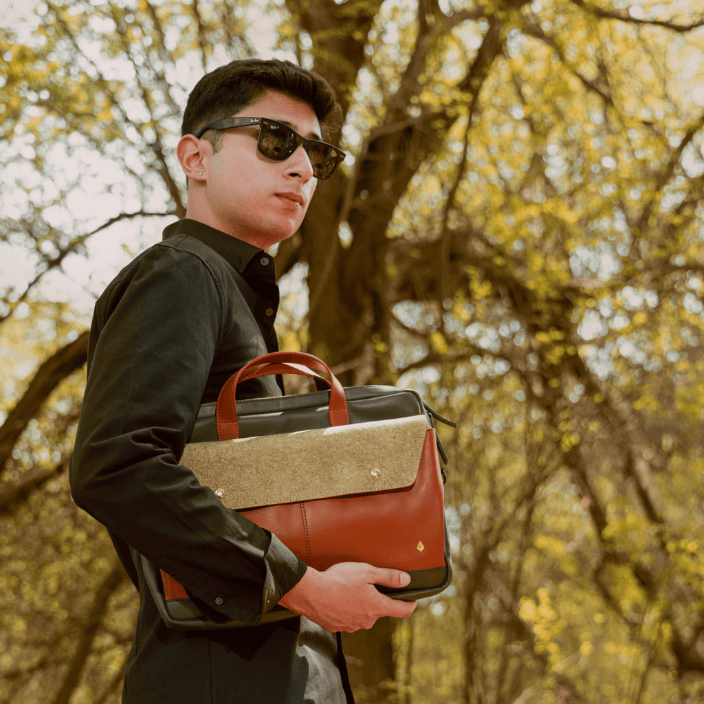 Willow Vegan Leather Laptop Sleeve - Tan by Green Hermitage with SS25 at Kamakhyaa for sustainable fashion