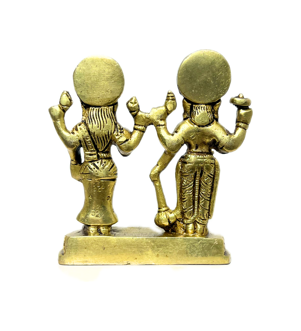 Brass Standing Vishnu Laxmi Idol – 100% Pure Brass by Aetherea World with God at Kamakhyaa for sustainable fashion