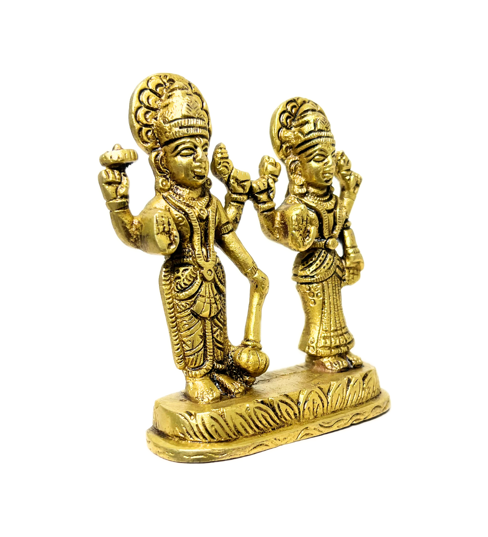 Brass Standing Vishnu Laxmi Idol – 100% Pure Brass by Aetherea World with God at Kamakhyaa for sustainable fashion