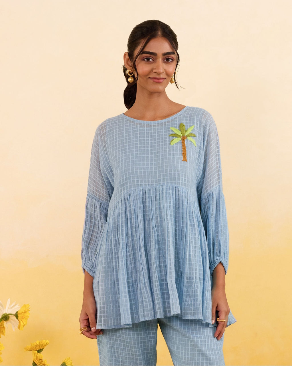 Sky Grid Top by Taro India with at Kamakhyaa for sustainable fashion