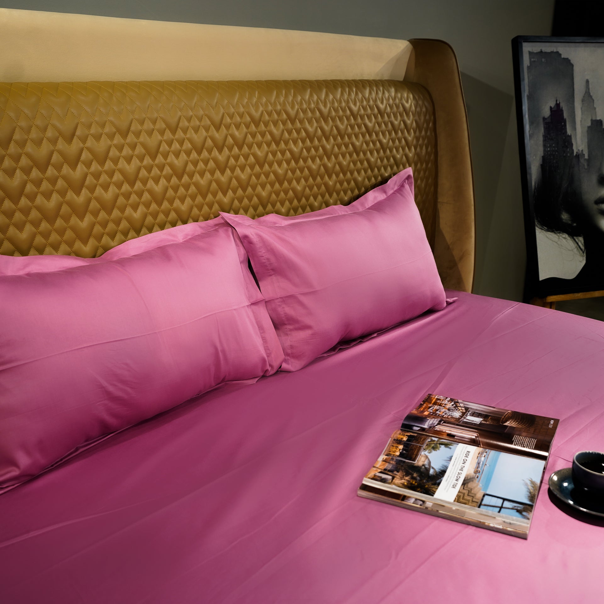 Pink Paradise 300 TC|400 TC|500 TC Flat Sheet Set by Aetherea with Plain Bedsheets at Kamakhyaa for sustainable fashion