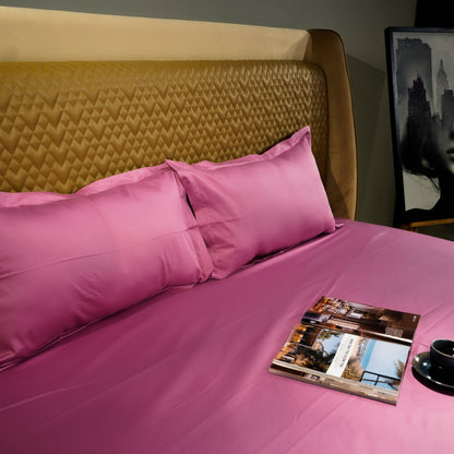 Pink Paradise 300 TC|400 TC|500 TC Flat Sheet Set by Aetherea with Plain Bedsheets at Kamakhyaa for sustainable fashion