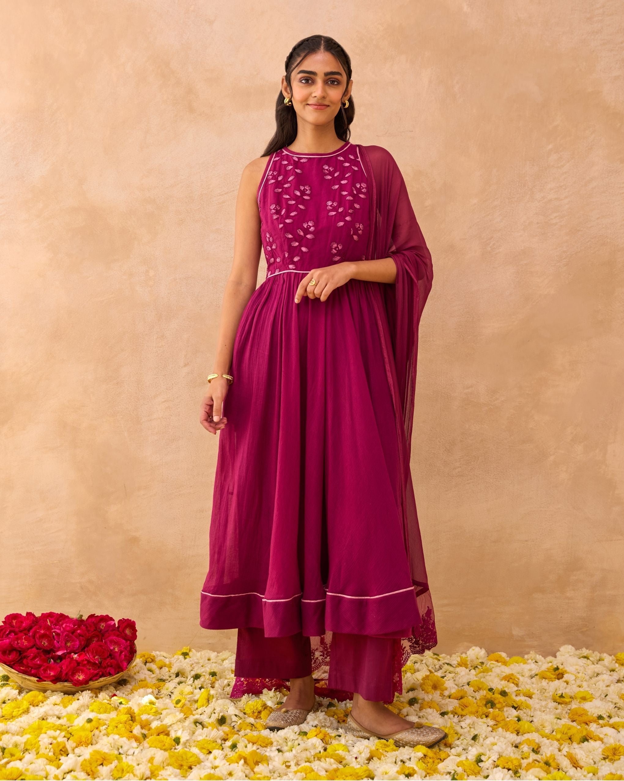 Berry Bash Kurta Set by Taro India with at Kamakhyaa for sustainable fashion
