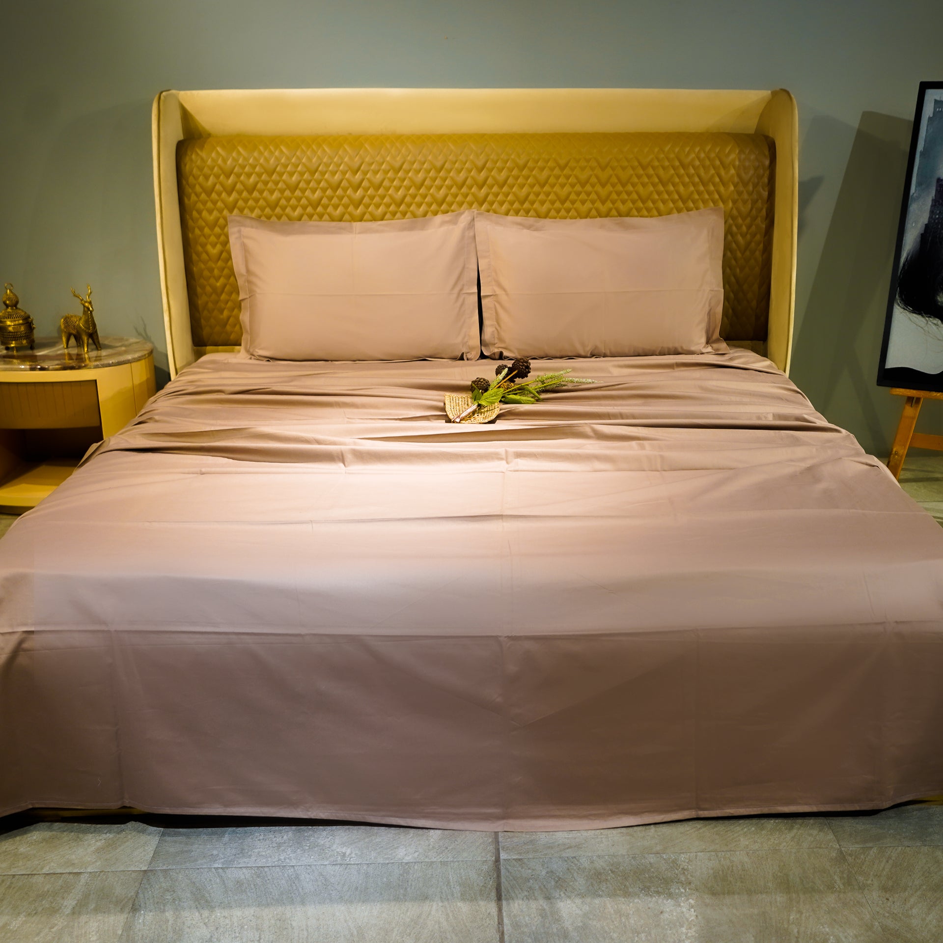 Coffee Dream 300 TC|400 TC|500 TC Flat Sheet Set by Aetherea with Plain Bedsheets at Kamakhyaa for sustainable fashion