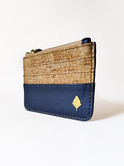 Blue Casual Wear Cardholder by Green Hermitage with Apple Leather, Blue, Cardholders, Casual Wear, Cork, Free Size, Hemp, Lyocell, Recycled, Textured at Kamakhyaa for sustainable fashion